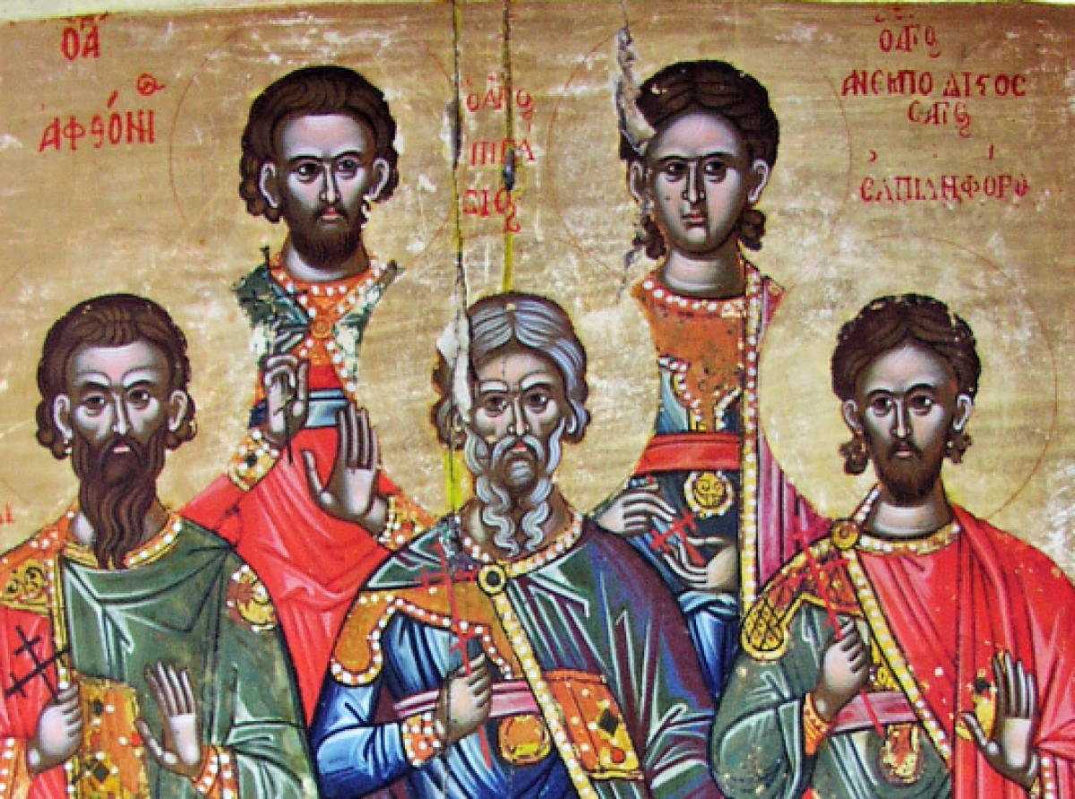 Συναξάρι 2-11, Άγιοι Ακίνδυνος, Αφθόνιος, Πηγάσιος, Ελπιδηφόρος και Ανεμπόδιστος